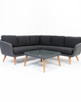 Crew 5-Seater Timber Outdoor Sofa Set with Glass Table