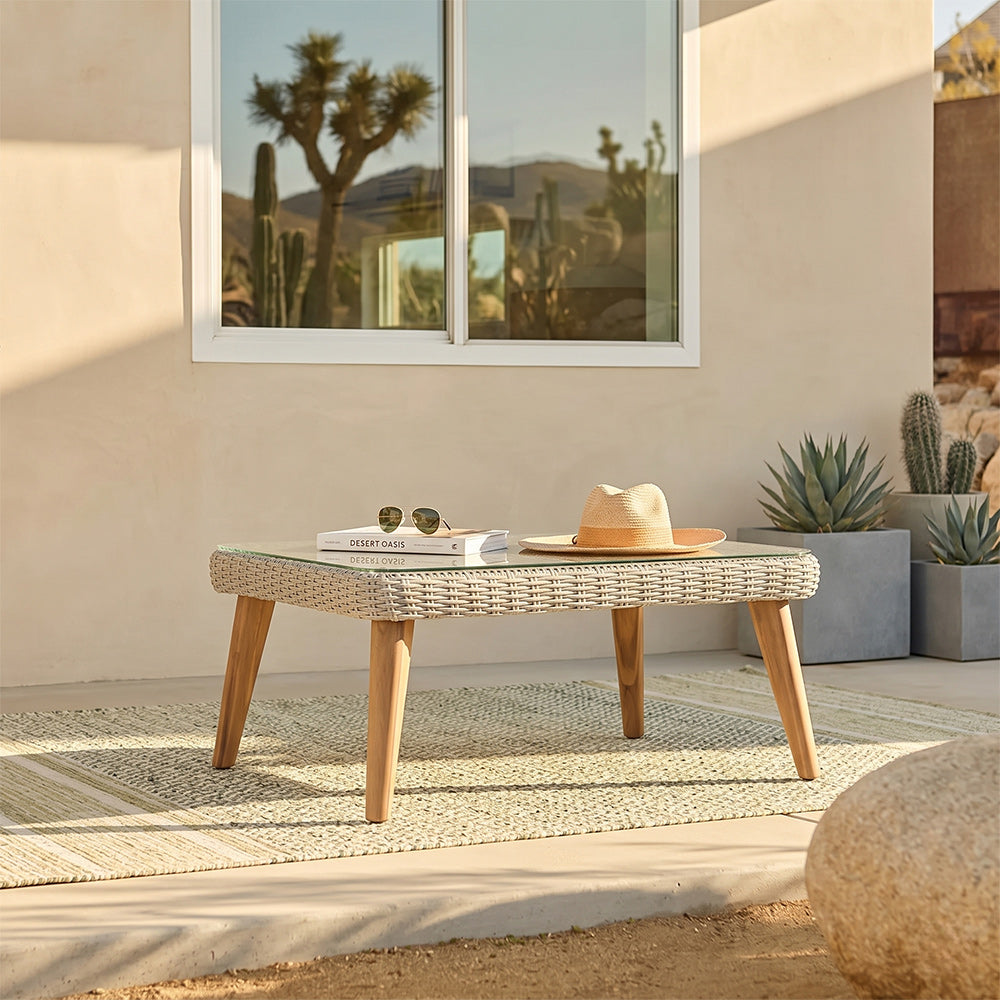 Circa Timber Outdoor Glass Top Coffee Table
