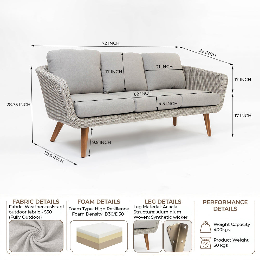Circa Timber Outdoor 3 Seater Sofa