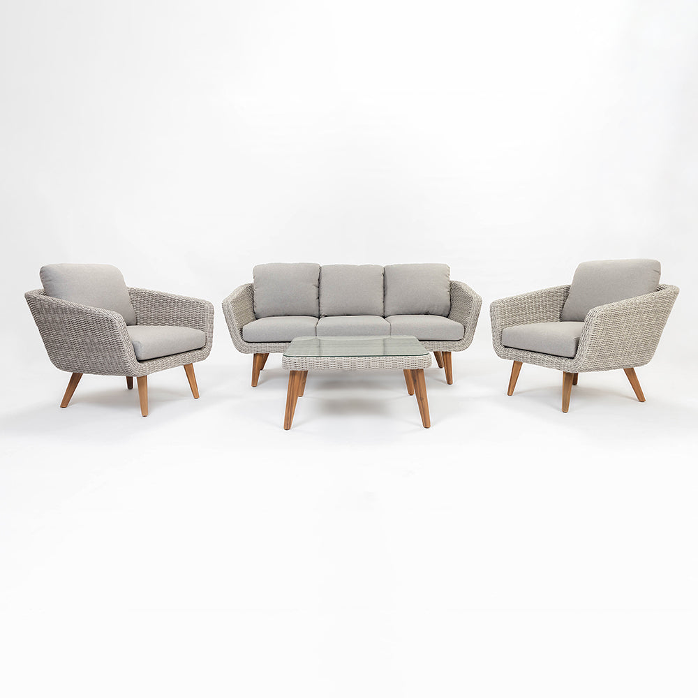 Circa 5-Seater Timber Outdoor Lounge Set with Glass Table - All Sofa (3 Seater) Chair Coffee Table
