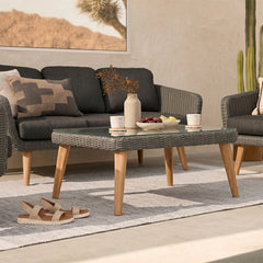 Navis Timber Outdoor Glass Top Coffee Table