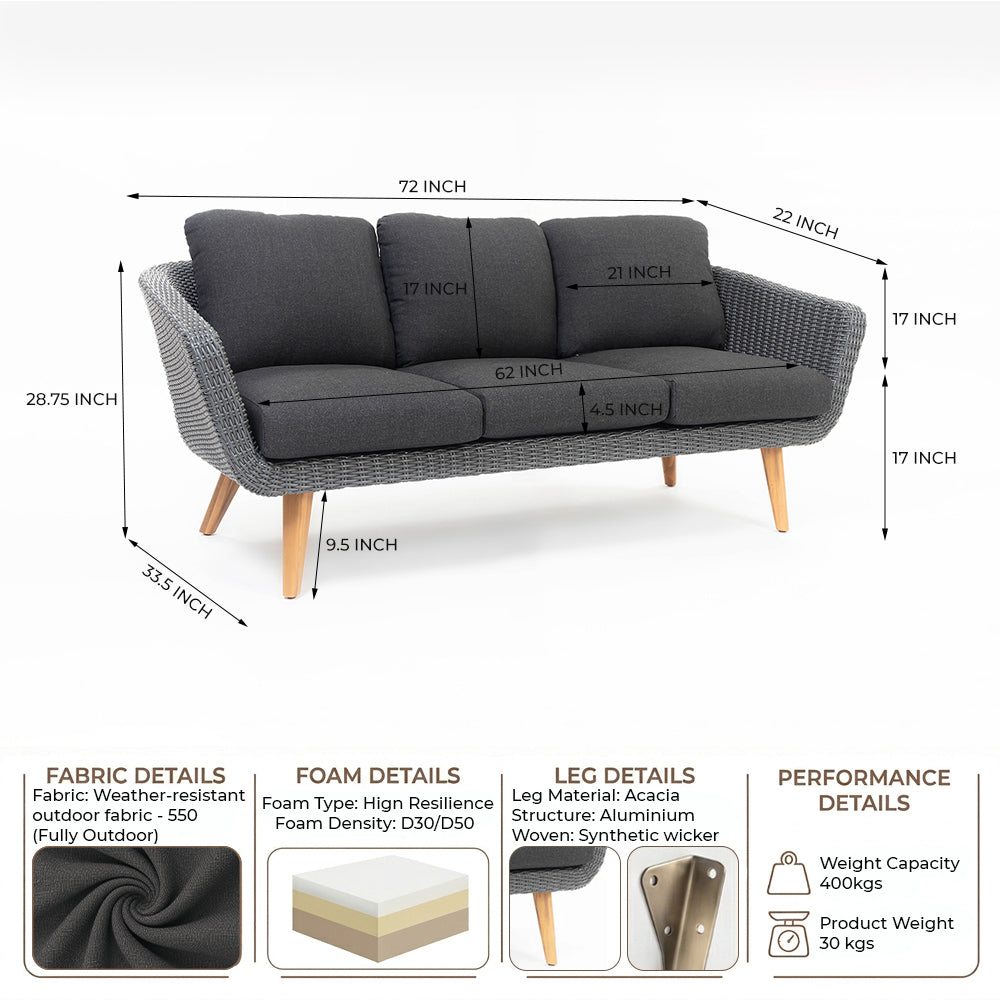 Navis Timber Outdoor 3 Seater Sofa