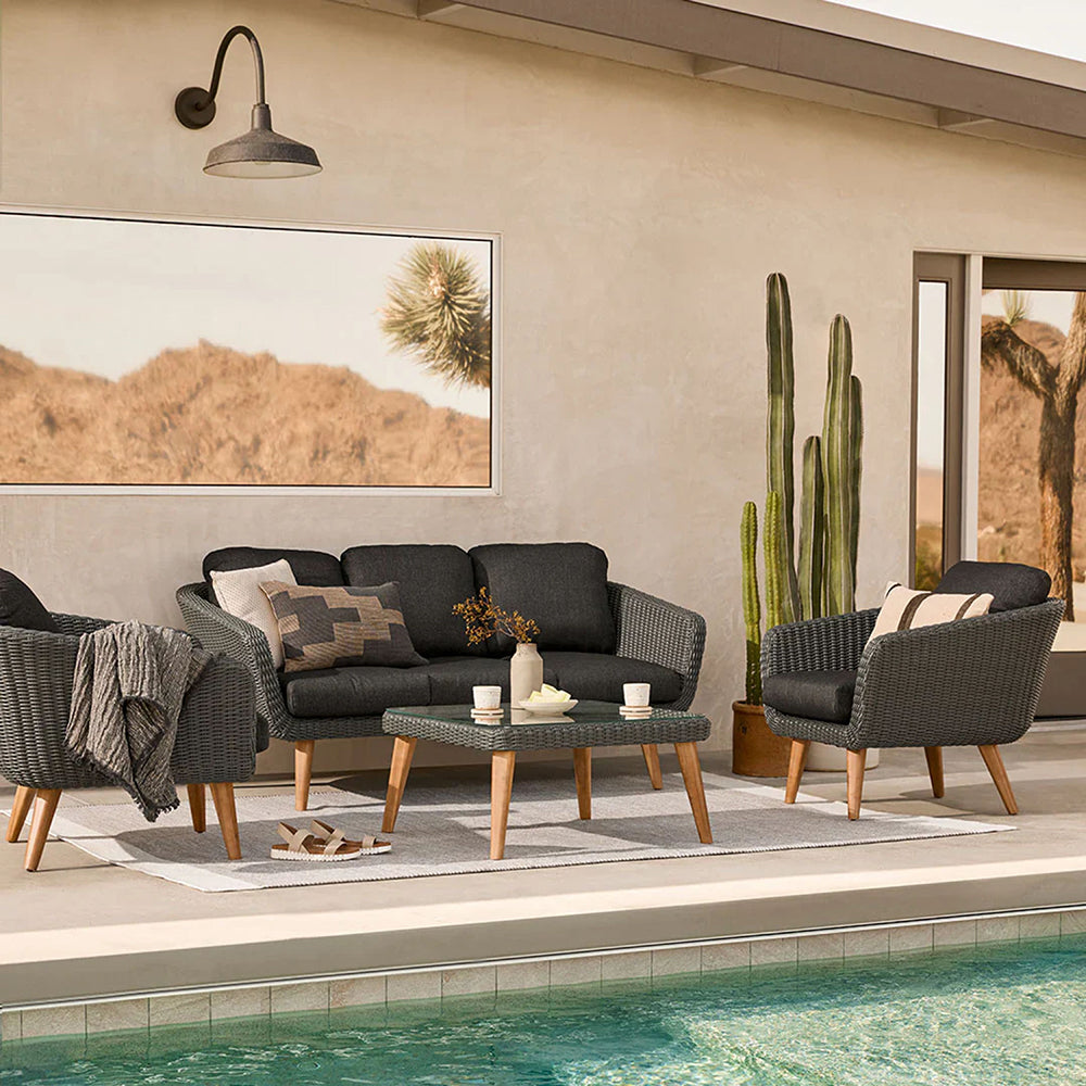 Navis 5-Seater Timber Outdoor Lounge Set with Glass Table - All Sofa (3 Seater) Chair Coffee Table