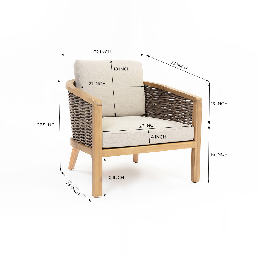 Codeine 5-Seater Timber Outdoor Lounge Set with Wooden Table