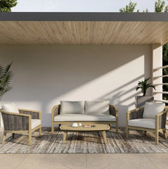 Codeine 5 Seater Timber Outdoor Lounge Set with Wooden Table