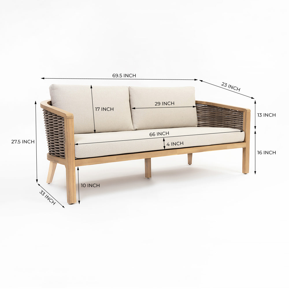 Codeine 5 Seater Timber Outdoor Lounge Set with Wooden Table