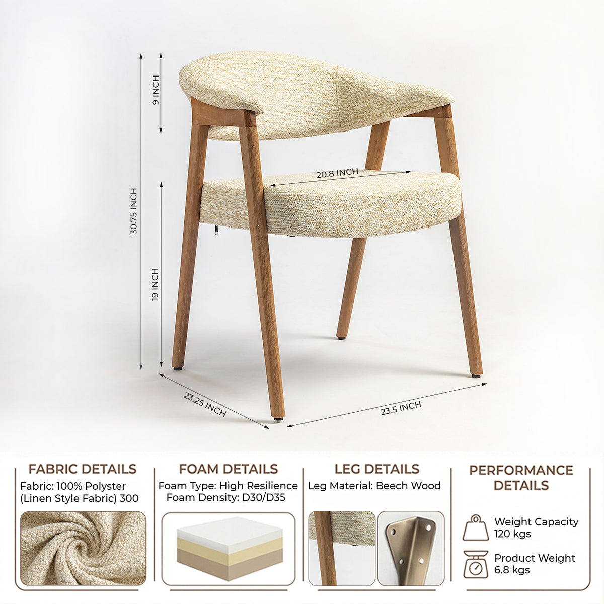 Cleffy Beech Wood Dining Chair