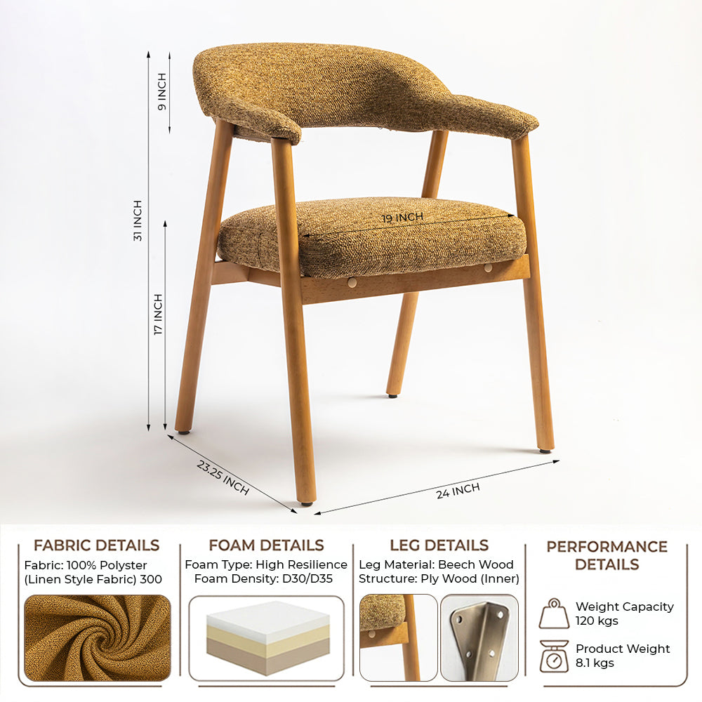 Mustard Beech Wood Dining Chair