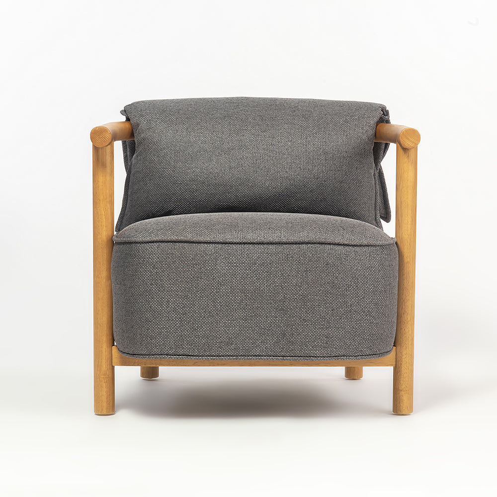 Mazzy Para Wood Arm Chair - Dark Grey