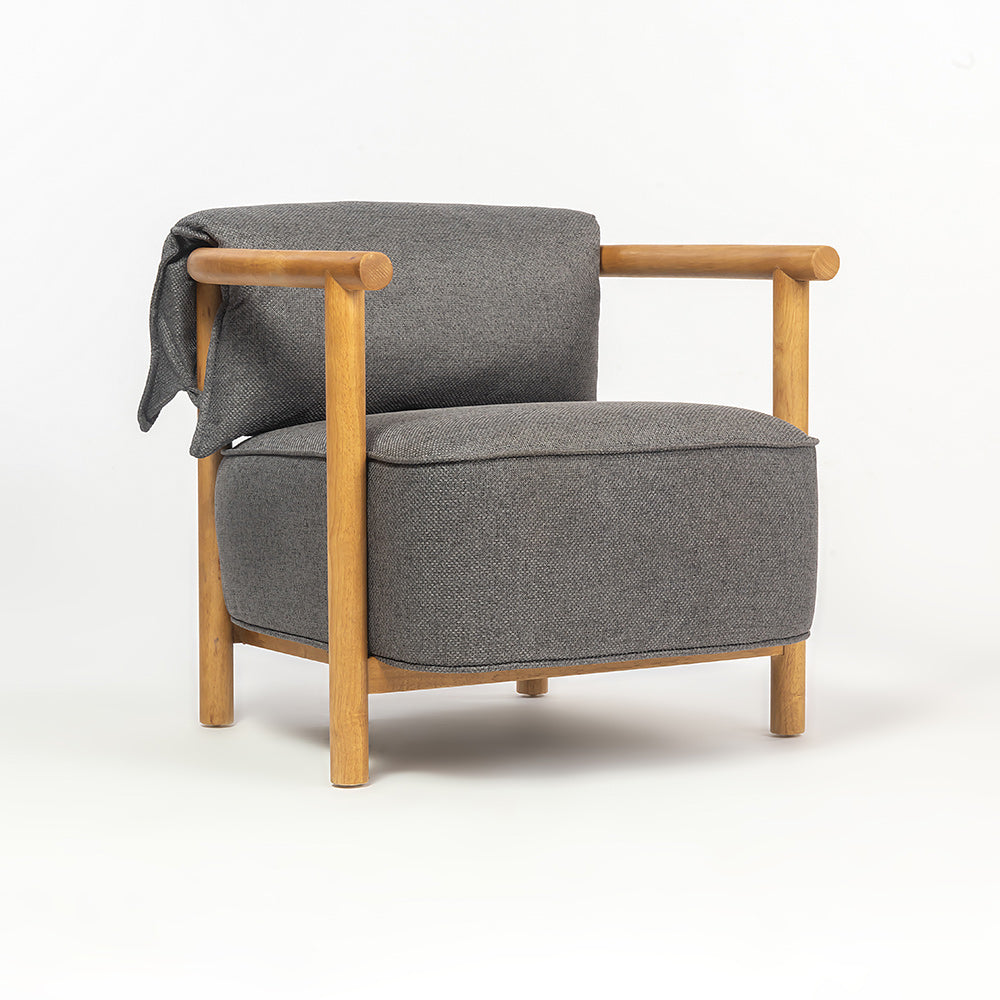 Mazzy Para Wood Arm Chair - Dark Grey