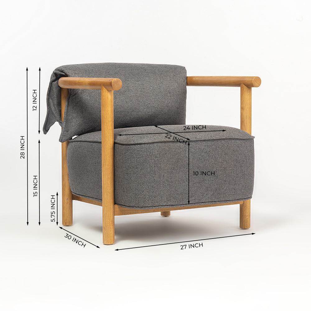 Mazzy Para Wood Arm Chair - Dark Grey