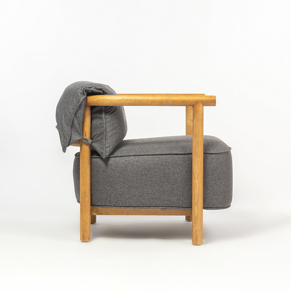 Mazzy Para Wood Arm Chair - Dark Grey