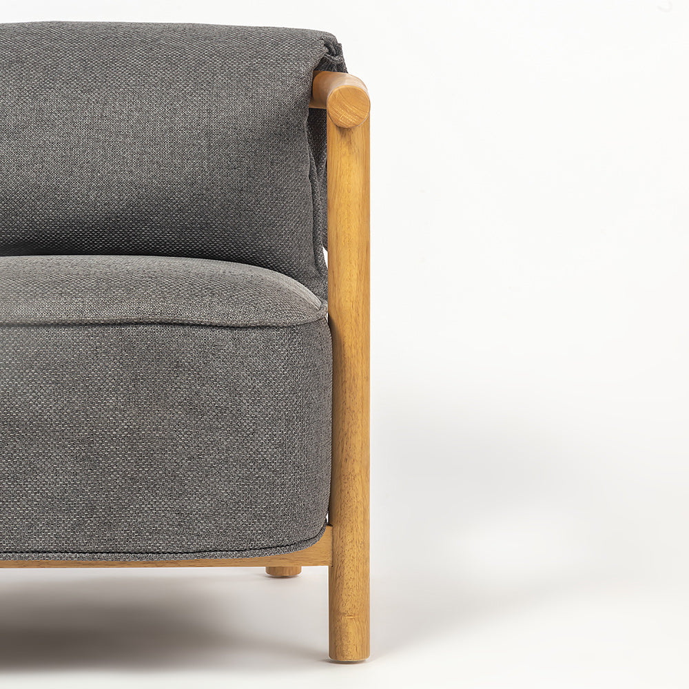 Mazzy Para Wood Arm Chair - Dark Grey