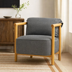 Mazzy Para Wood Arm Chair - Dark Grey