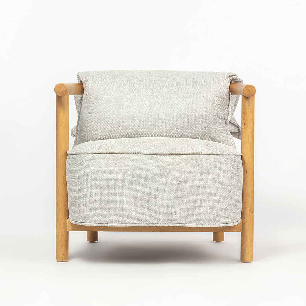 Mazzy Para Wood Arm Chair - Light Grey