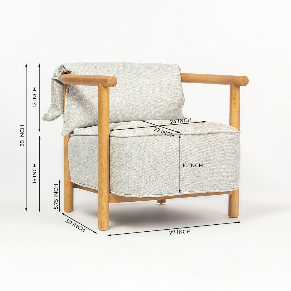 Mazzy Para Wood Arm Chair - Light Grey