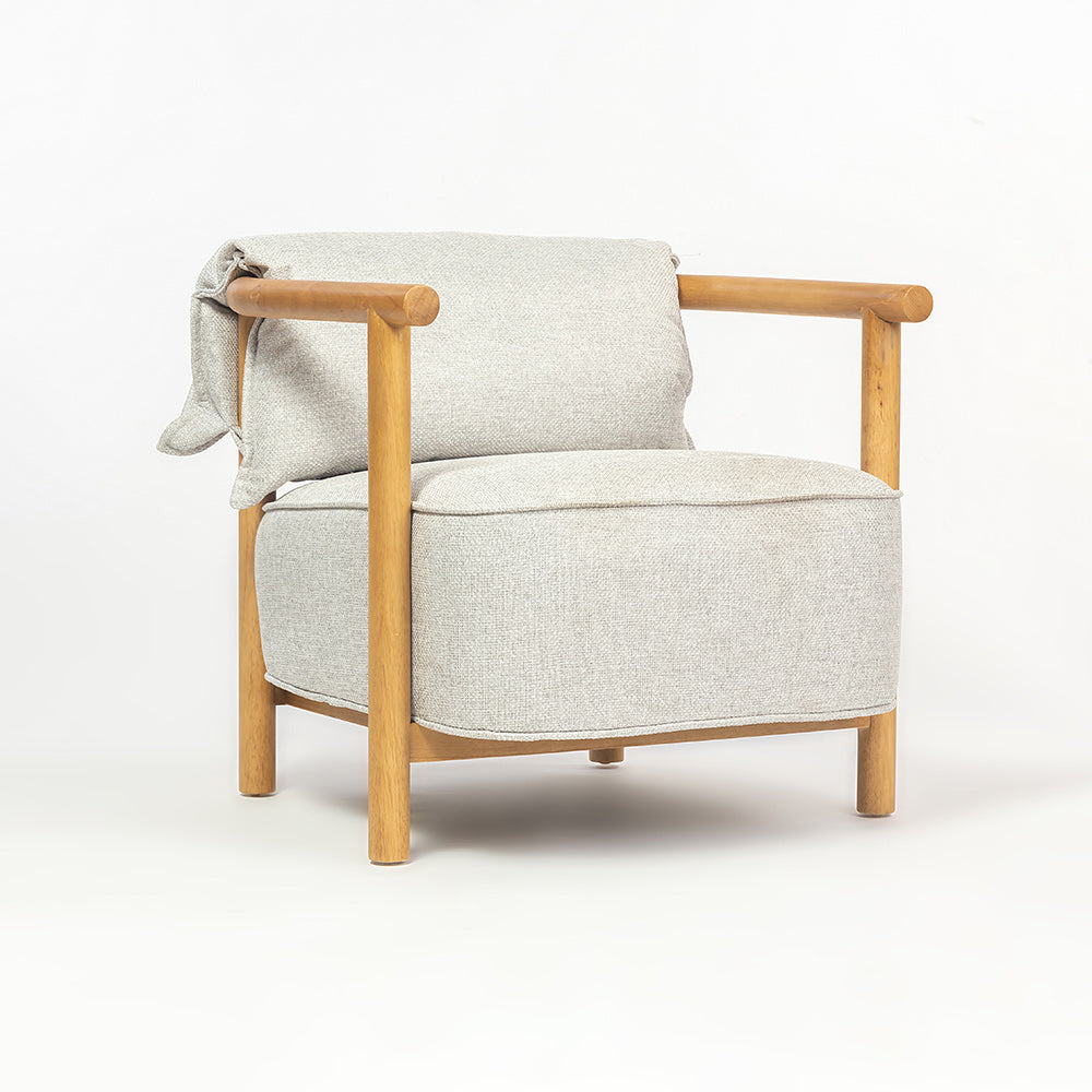Mazzy Para Wood Arm Chair - Light Grey