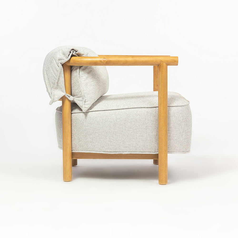Mazzy Para Wood Arm Chair - Light Grey