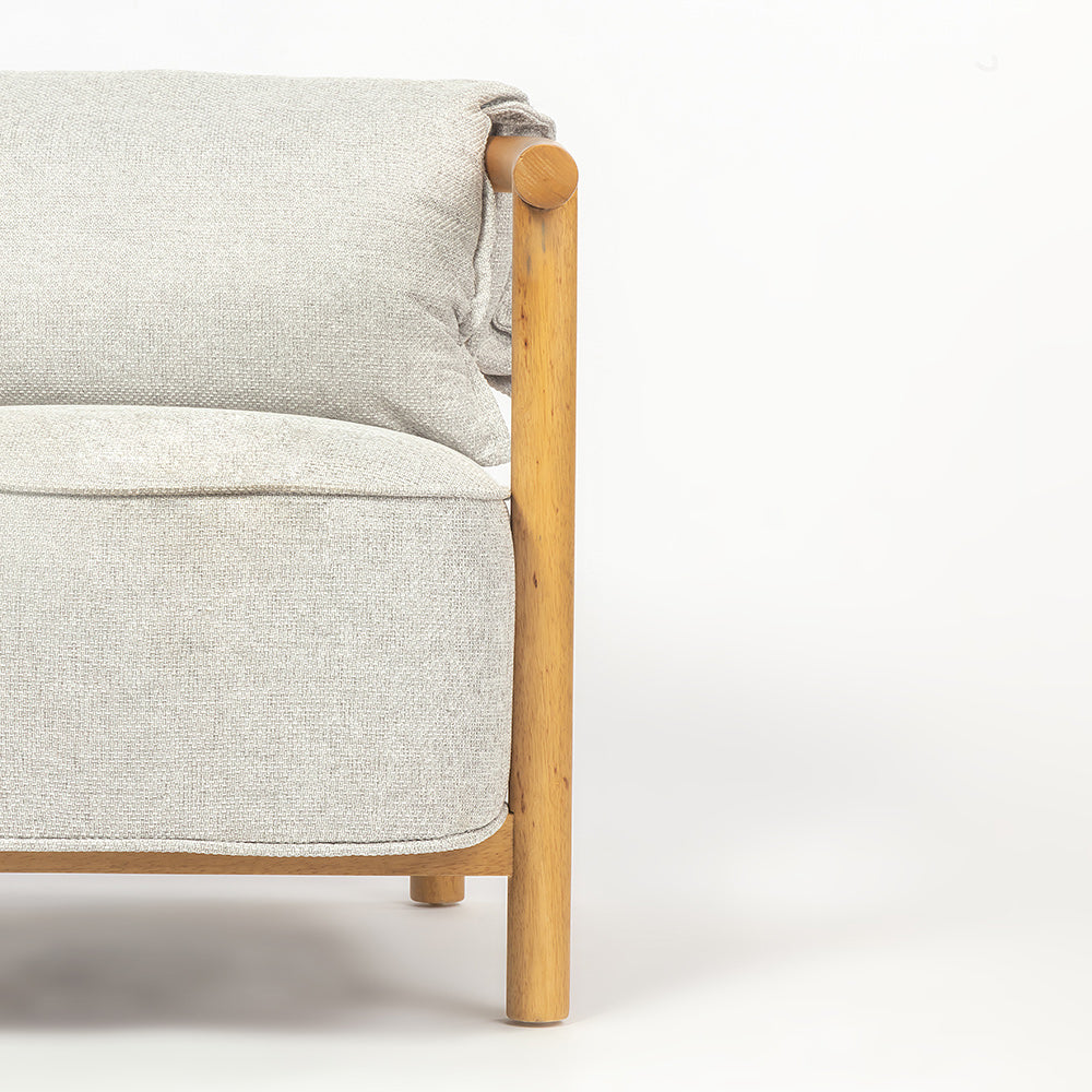 Mazzy Para Wood Arm Chair - Light Grey