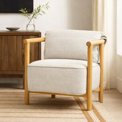 Mazzy Para Wood Arm Chair - Light Grey