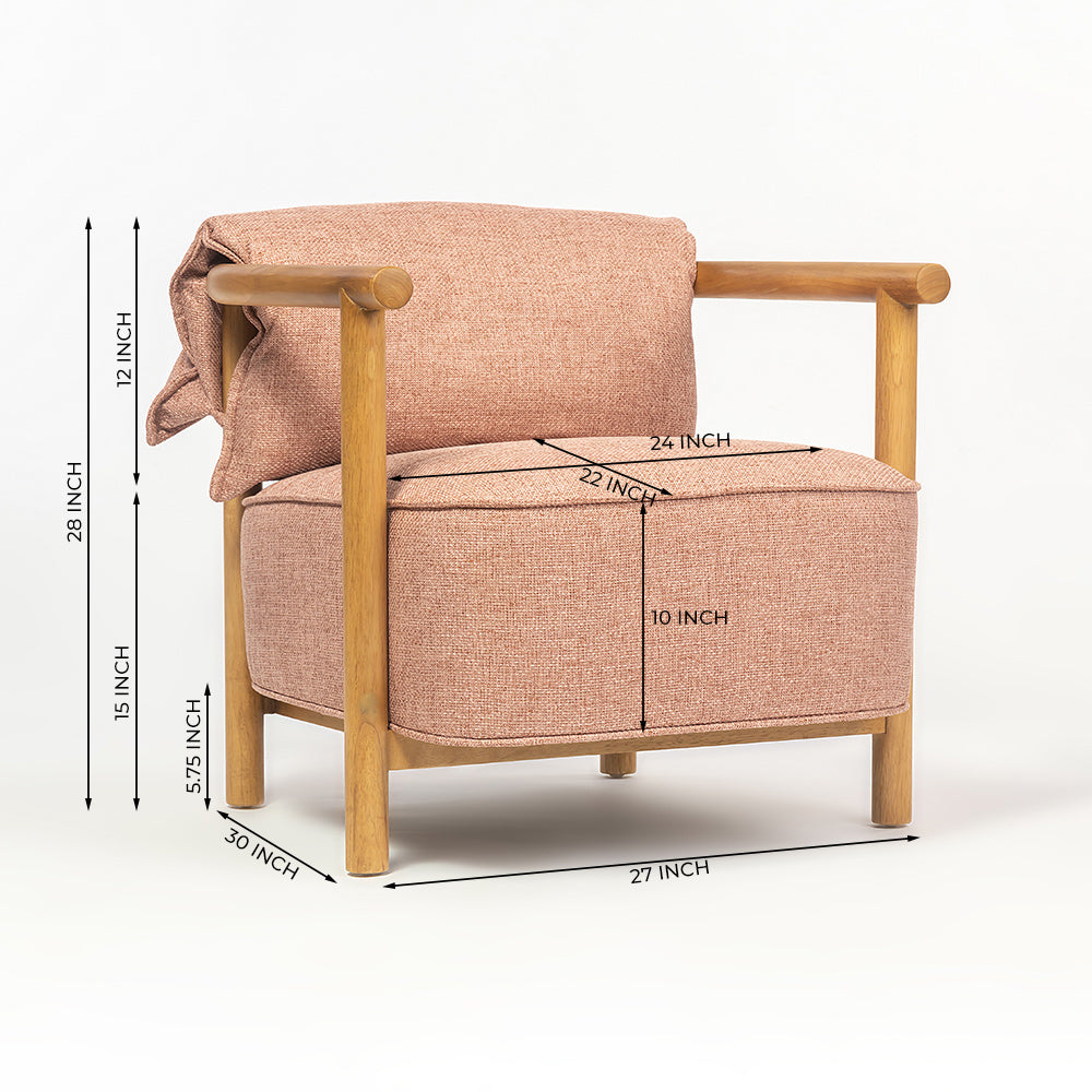 Mazzy Para Wood Arm Chair - Rose Brown