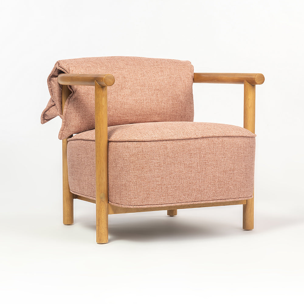 Mazzy Para Wood Arm Chair - Rose Brown