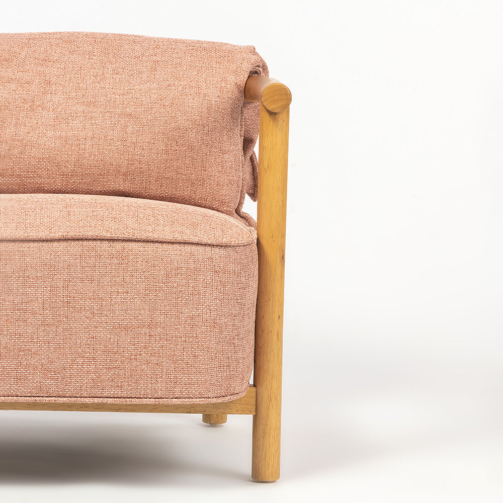 Mazzy Para Wood Arm Chair - Rose Brown