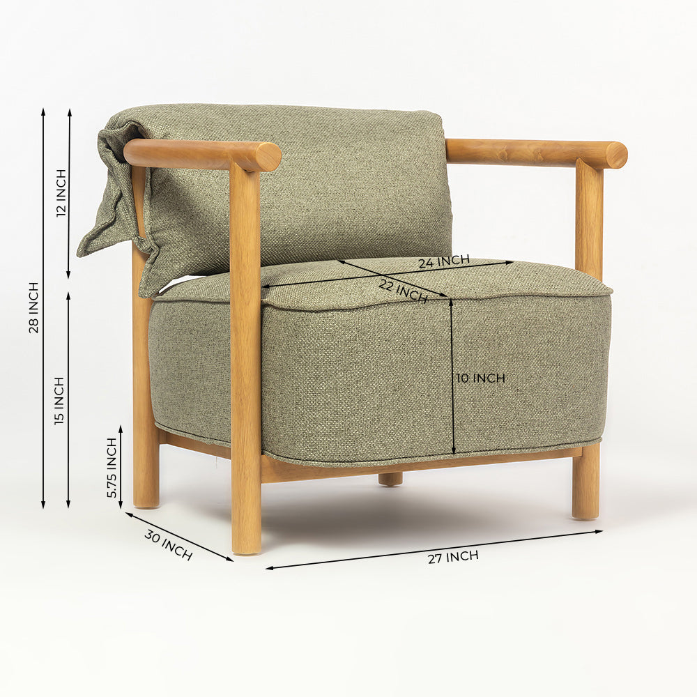 Mazzy Para Wood Arm Chair - Sage Green