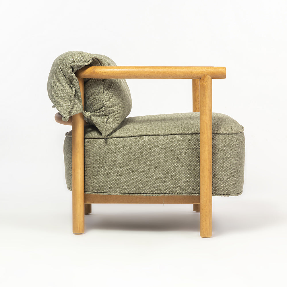 Mazzy Para Wood Arm Chair - Sage Green