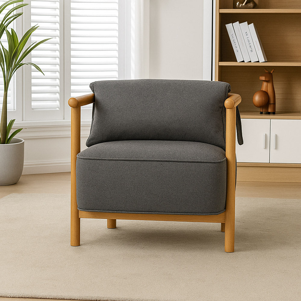 Mazzy Para Wood Arm Chair - Dark Grey