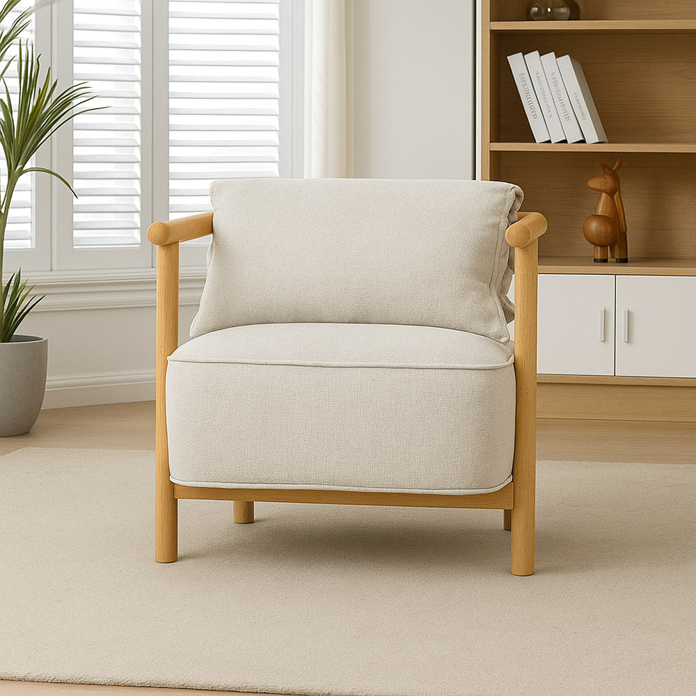 Mazzy Para Wood Arm Chair - Light Grey