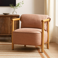 Mazzy Para Wood Arm Chair - Rose Brown