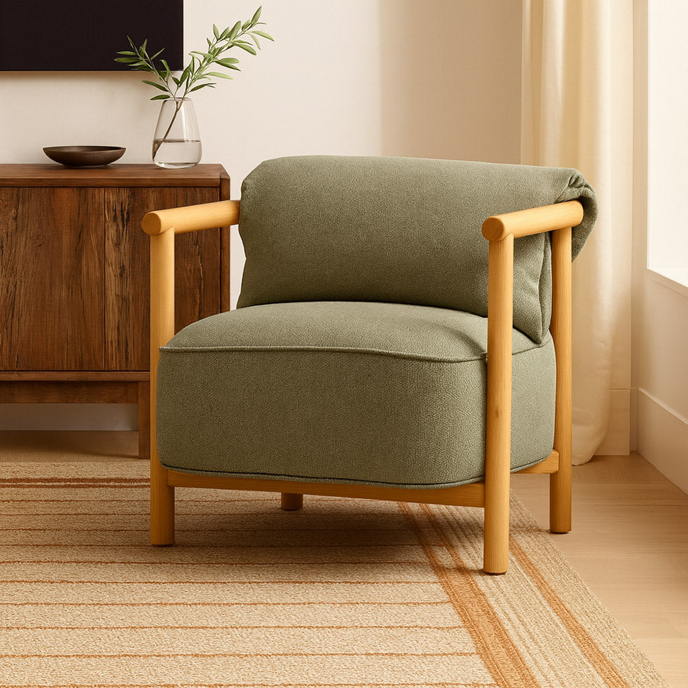 Mazzy Para Wood Arm Chair - Sage Green