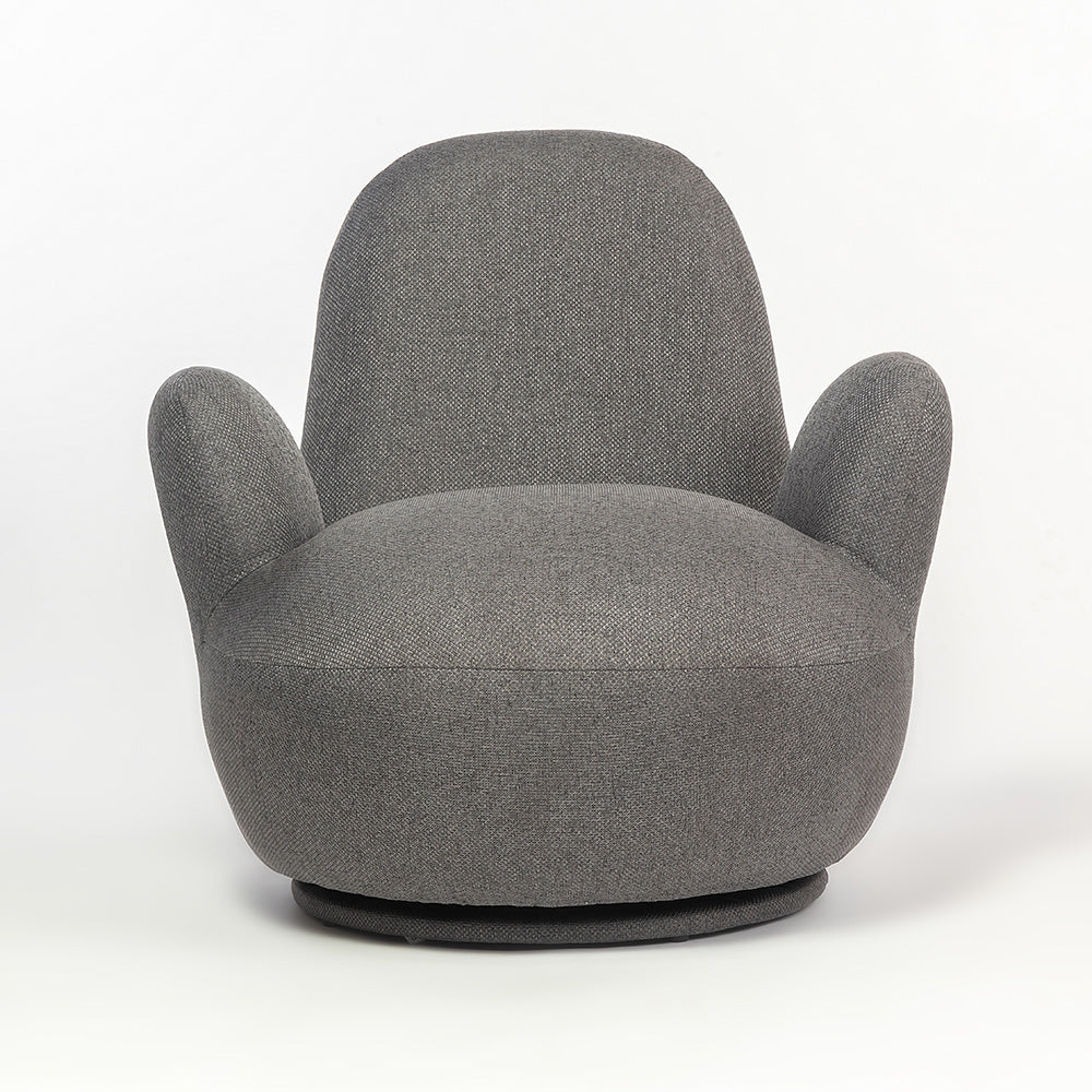 Liana Wooden Swivel Lounge chair - Dark Grey