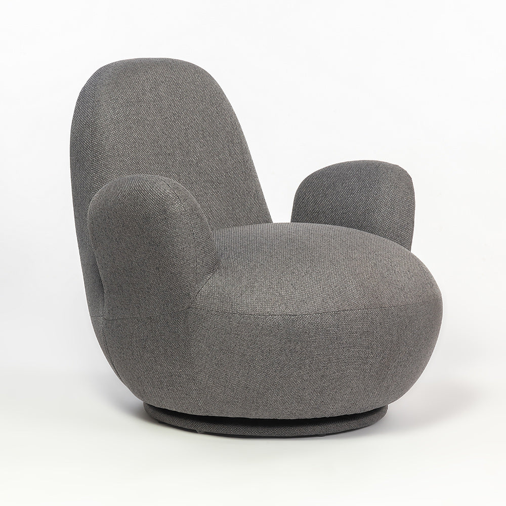 Liana Wooden Swivel Lounge chair - Dark Grey
