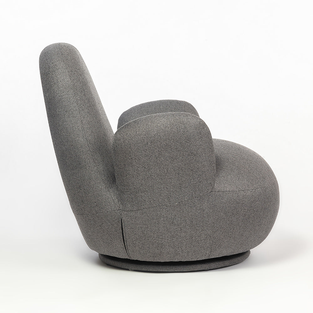 Liana Wooden Swivel Lounge chair - Dark Grey