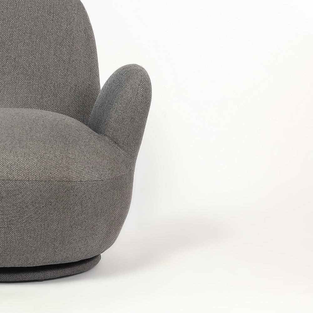 Liana Wooden Swivel Lounge chair - Dark Grey