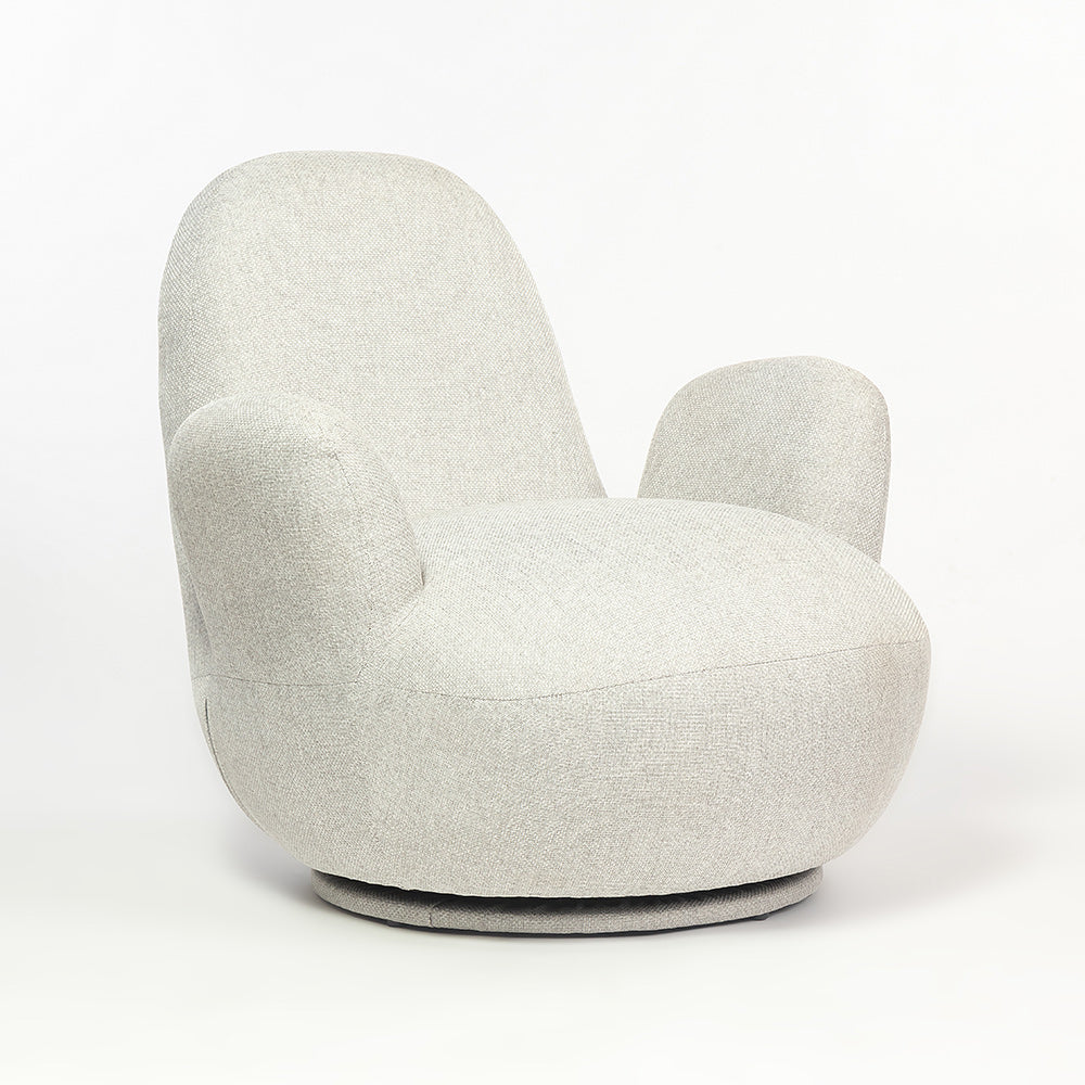 Liana Wooden Swivel Lounge chair - Light Grey