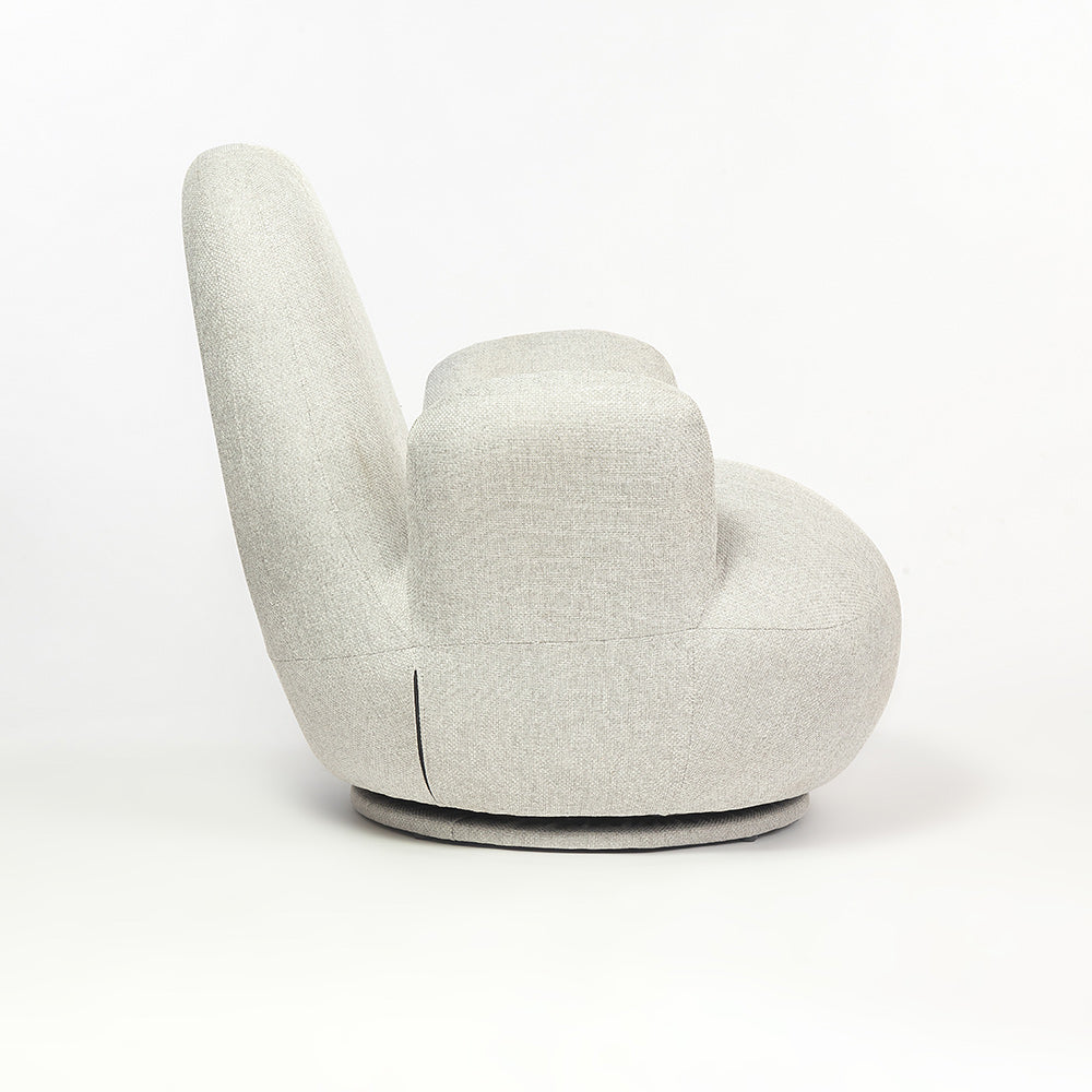 Liana Wooden Swivel Lounge chair - Light Grey