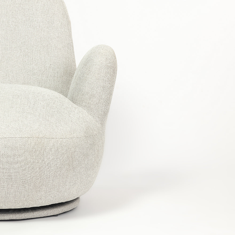Liana Wooden Swivel Lounge chair - Light Grey