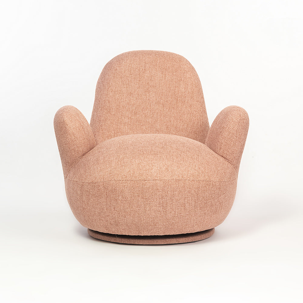 Liana Wooden Swivel Lounge chair - Rose brown