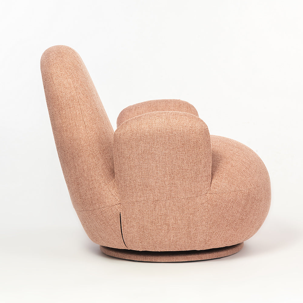 Liana Wooden Swivel Lounge chair - Rose brown