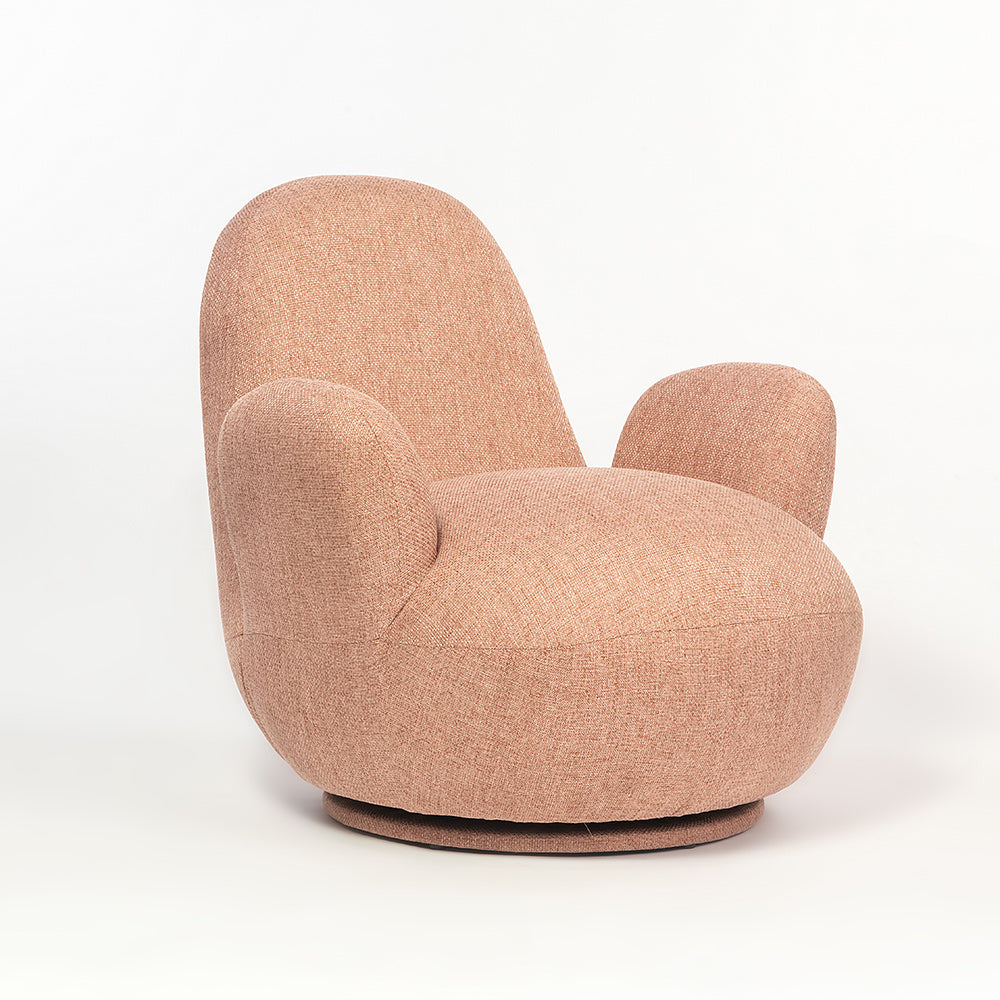 Liana Wooden Swivel Lounge chair - Rose brown