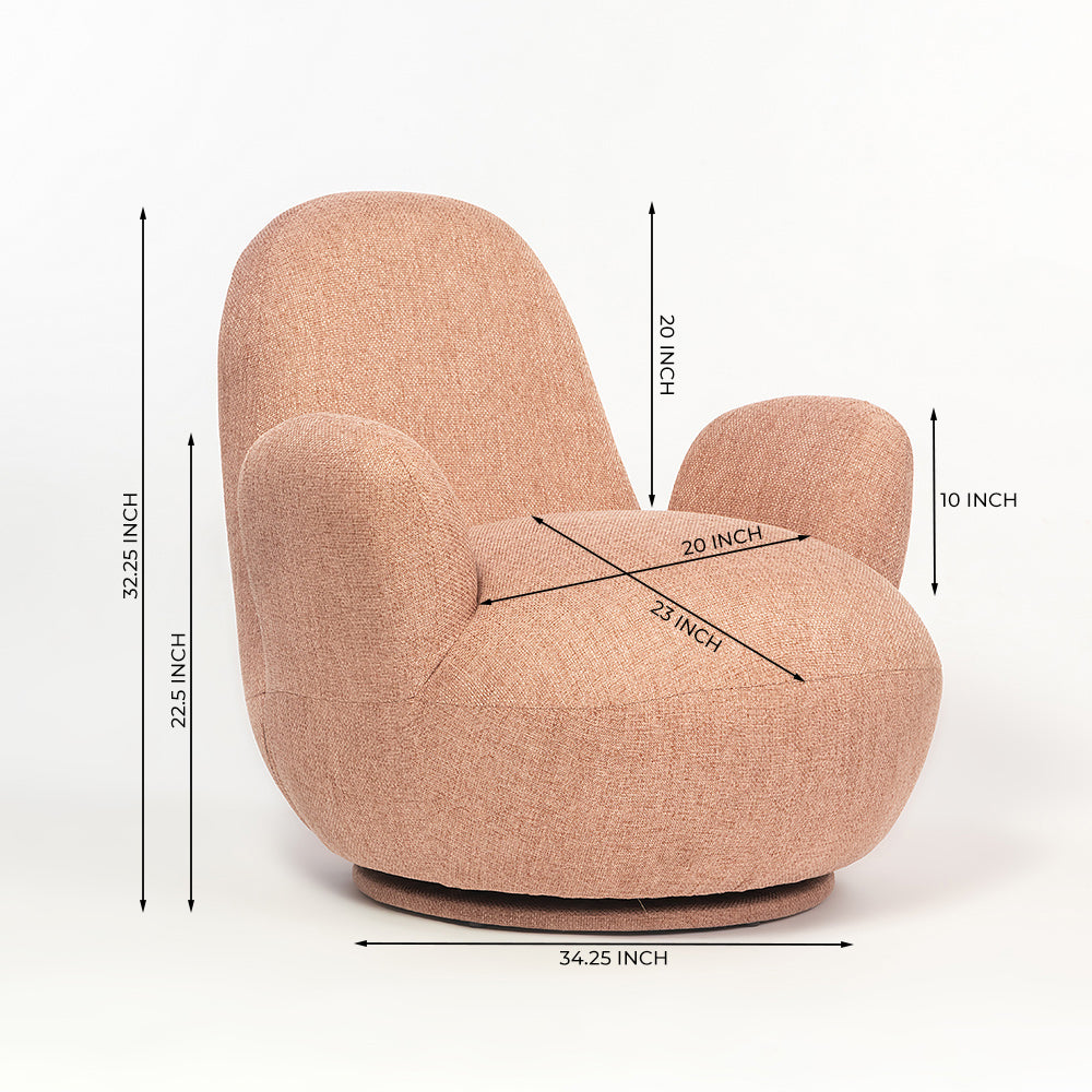 Liana Wooden Swivel Lounge chair - Rose Brown