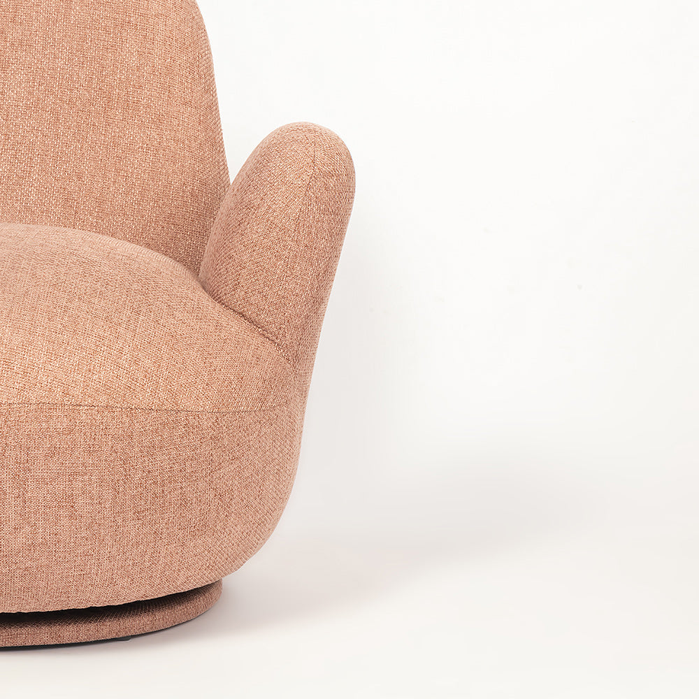 Liana Wooden Swivel Lounge chair - Rose brown