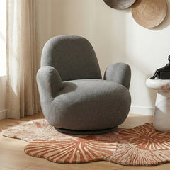 Liana Wooden Swivel Lounge chair - Dark Grey