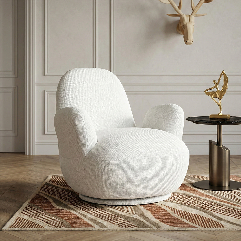 Liana Wooden Swivel Lounge chair - Light Grey