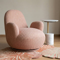 Liana Wooden Swivel Lounge chair - Rose brown