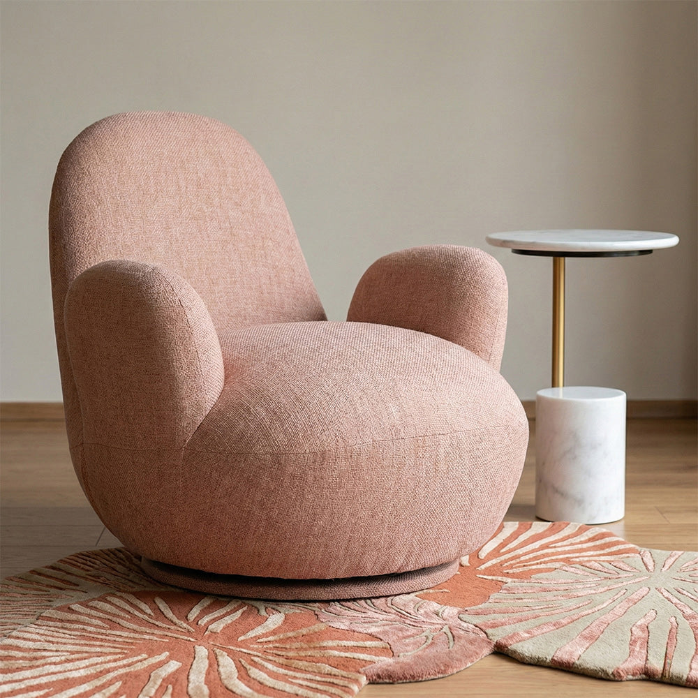 Liana Wooden Swivel Lounge chair - Rose Brown