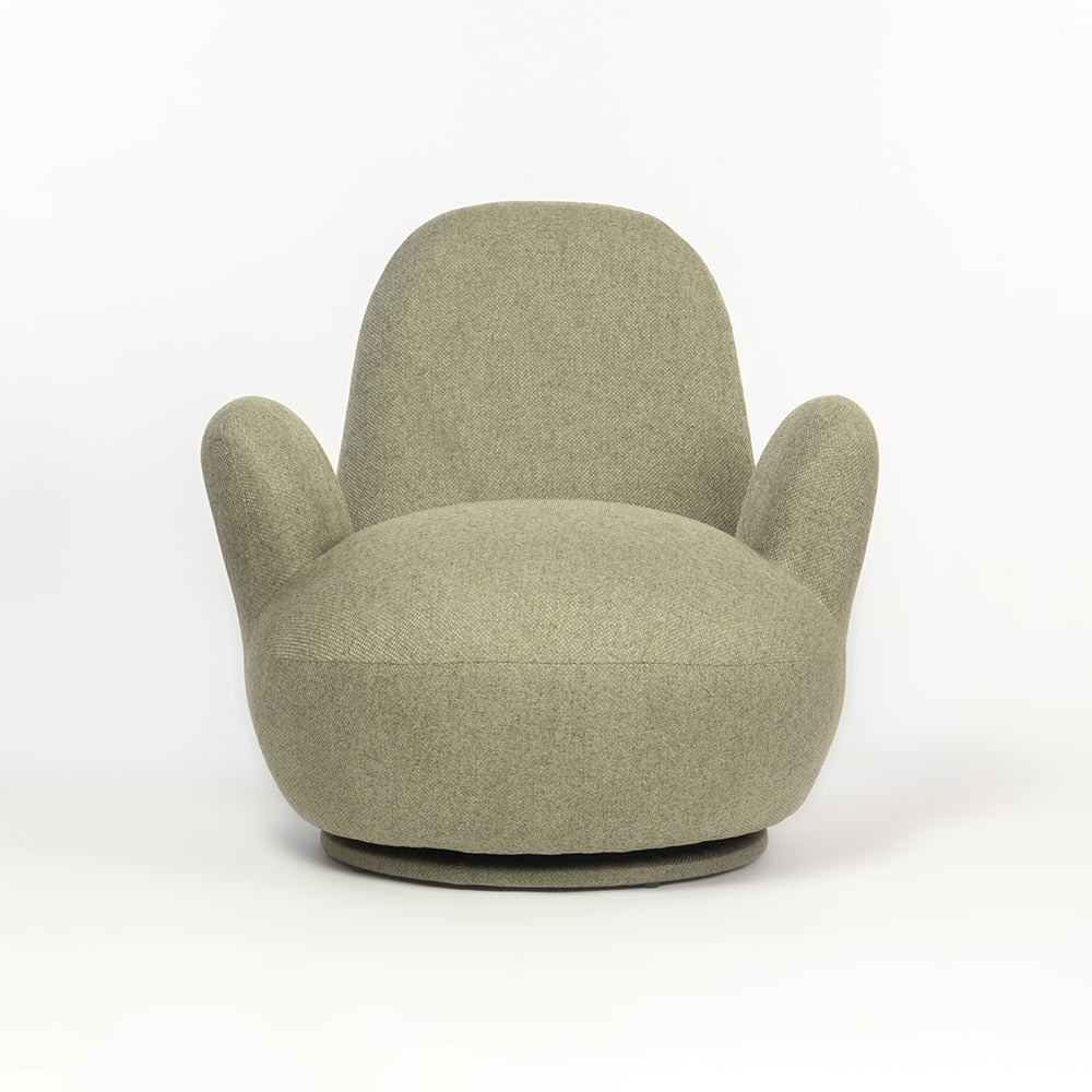 Liana Wooden Swivel Lounge chair - Sage Green
